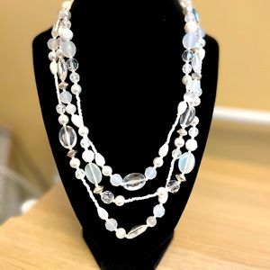 White and clear beaded necklace